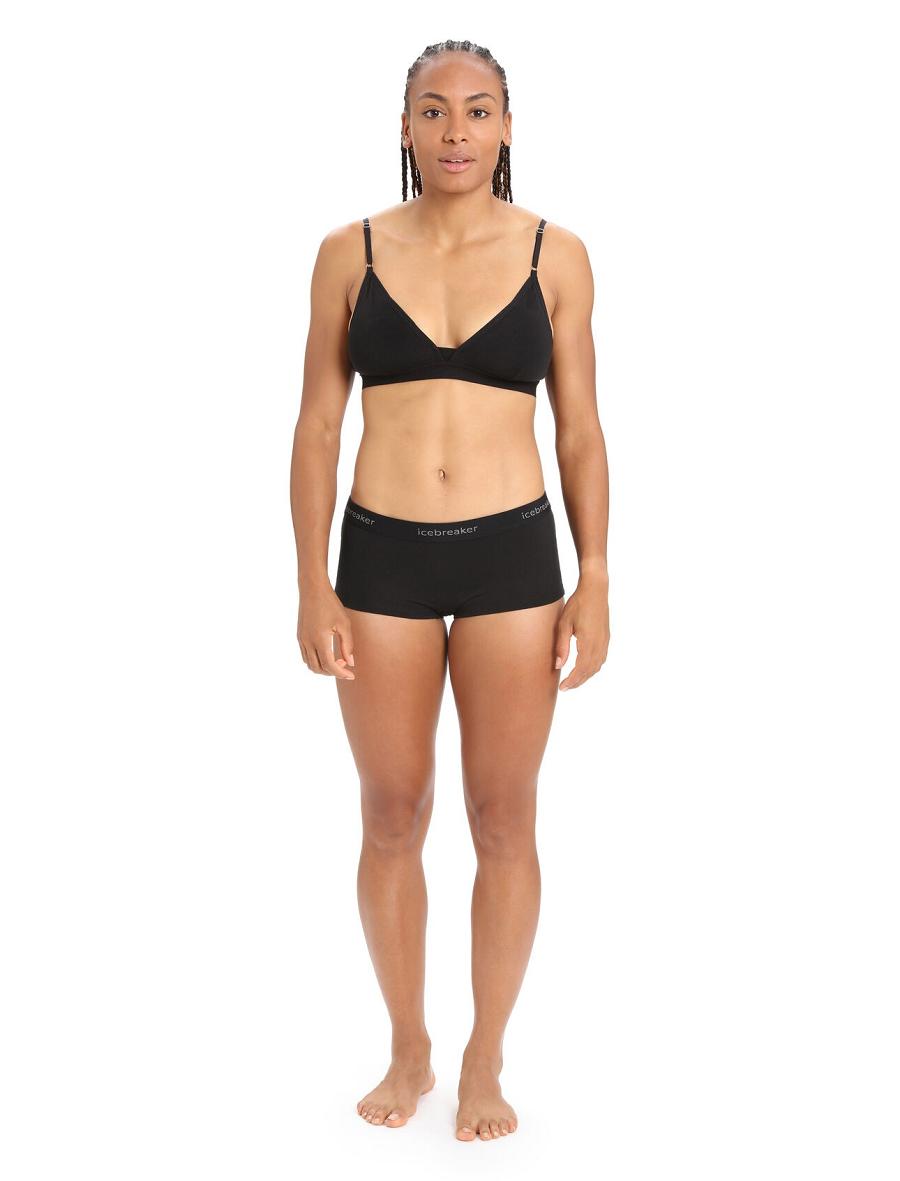 Black Icebreaker Merino 200 Oasis Thermal Boy Shorts Women's Underwear | AU 1685XYUF